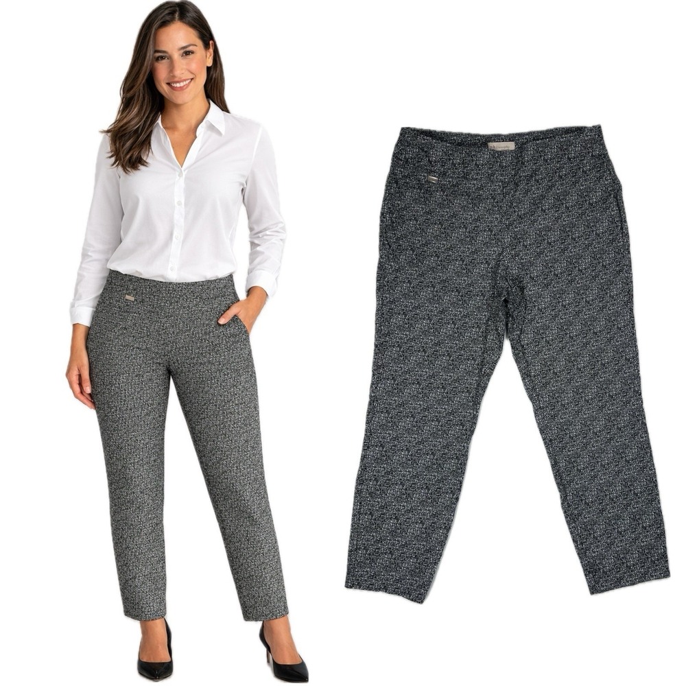 Philosophy Pull On Ankle Pants Abstract Speckle Print Black XL